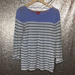 ELLE Long Sleeve Striped Color Block Sweater