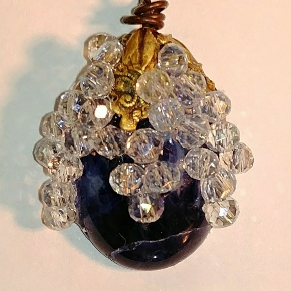 #0166 Sodalite Gemstone & Crystal Pendant - Picture 1 of 2