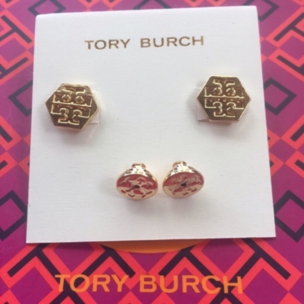 Tory Burch Logo Stud Earrings