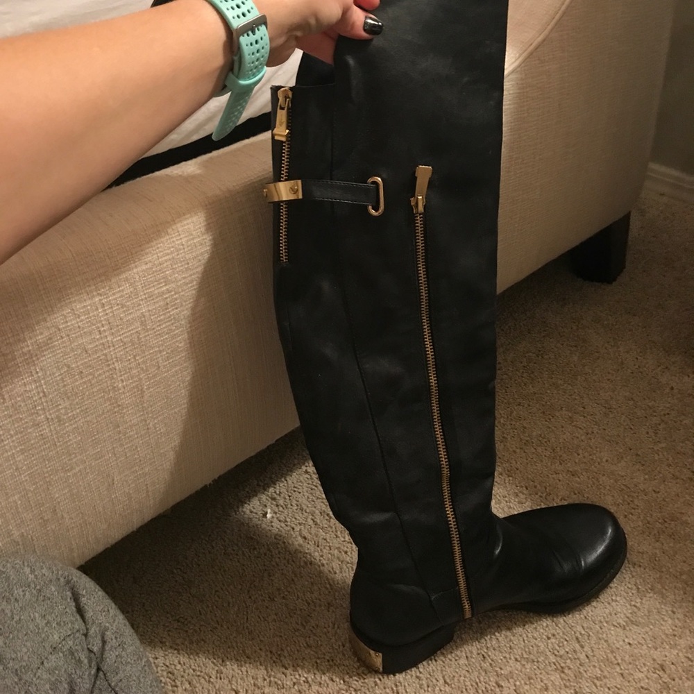 Over the knee leather black boots!