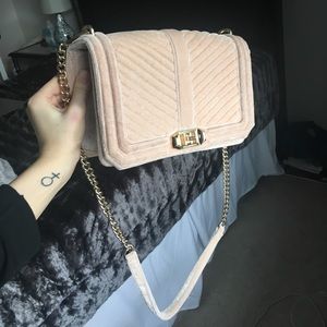 Pink velvet shoulder bag, bought but never used