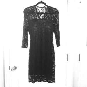Sexy, lacey black dress.