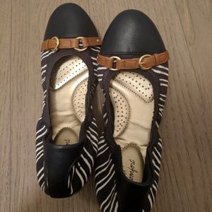 Comfortable ballet flats - Navy/white/brown