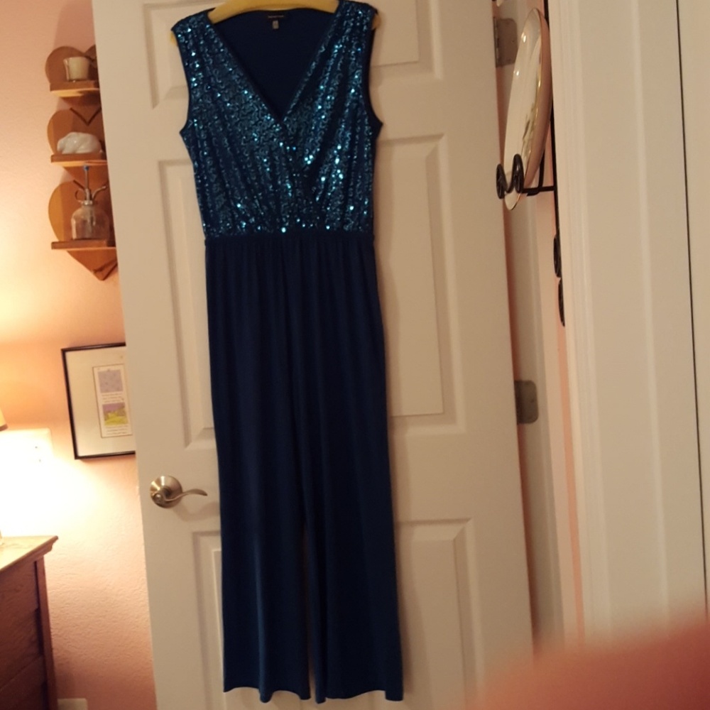 Peacock blue  jump suit