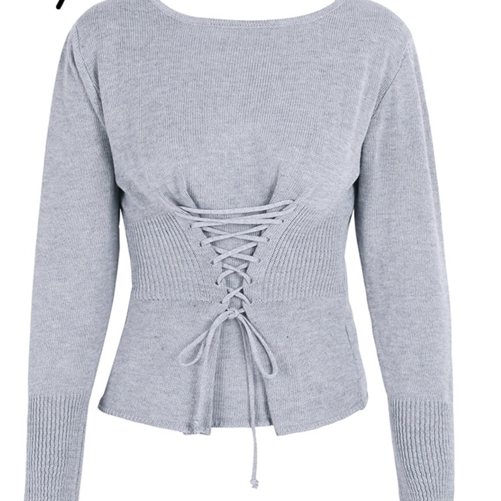 'Amelie' Corset Lace Up Sweater - Picture 3 of 4