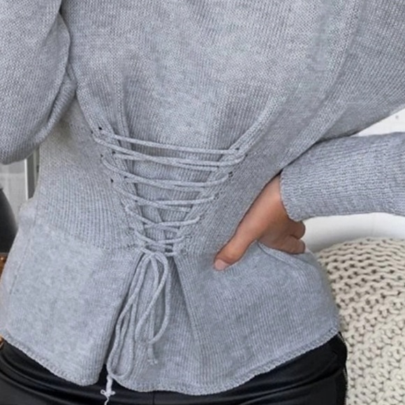 'Amelie' Corset Lace Up Sweater - Picture 2 of 4