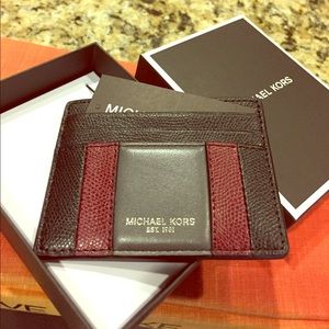New Michael Kors Warren Leather Card Case/New