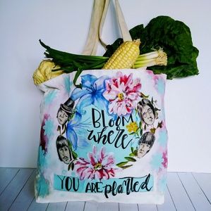Hand painted canvas tote