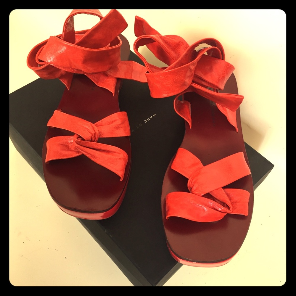 Marc by Marc Jacobs red platform sandals 38