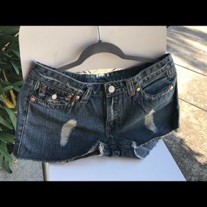 True Religion daisy distressed shorts