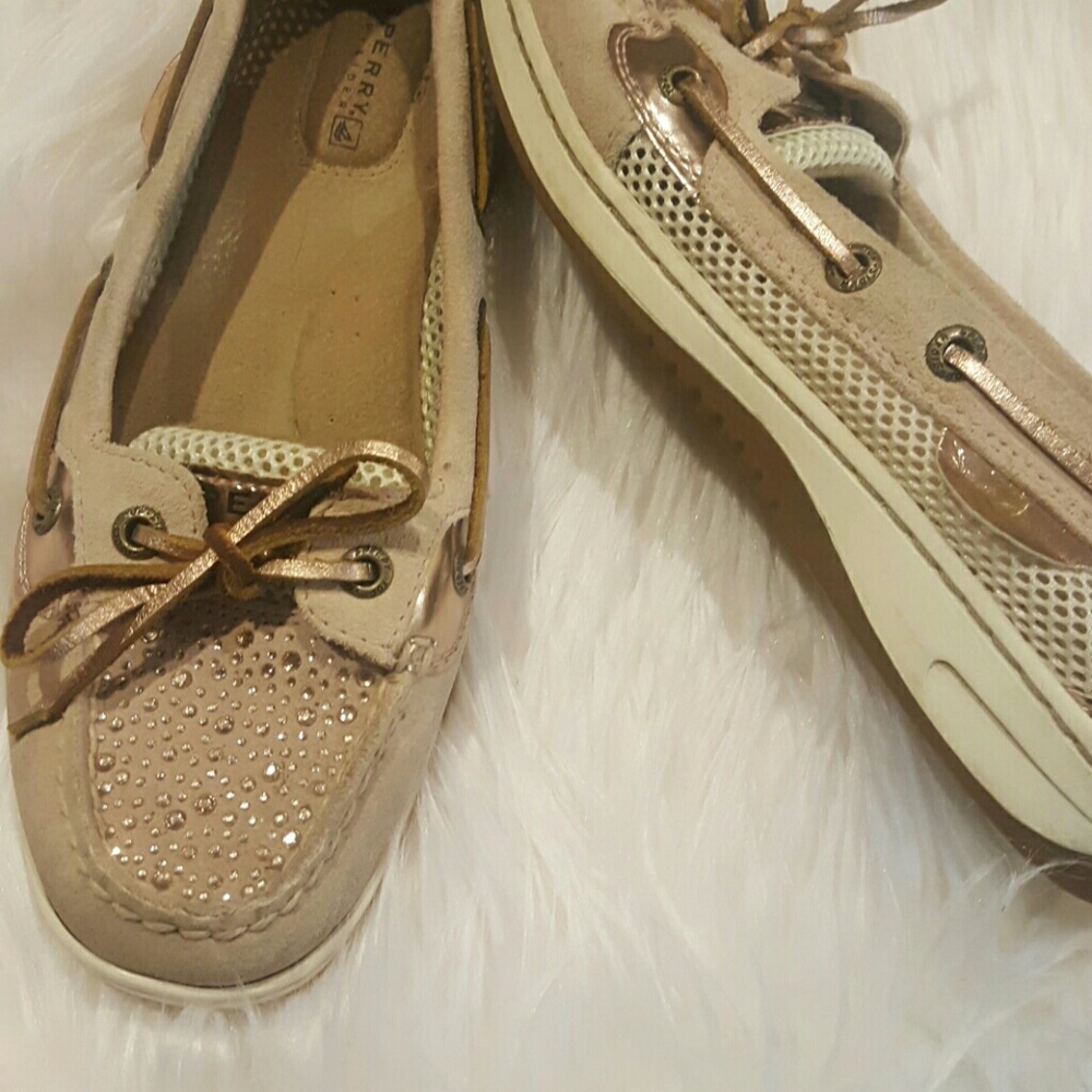 Rose gold Sperry top-siders