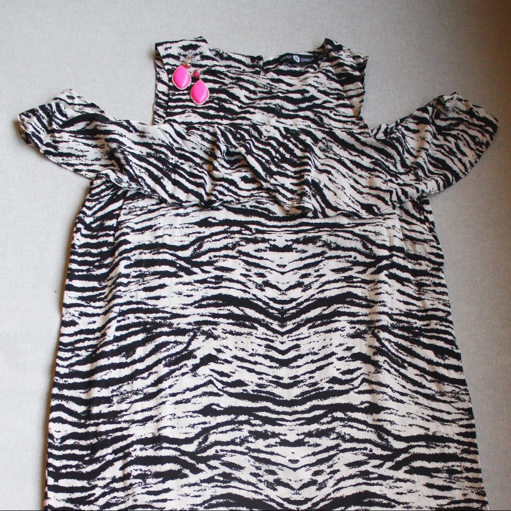 ASOS Daisy Street Zebra Off Shoulder Dress