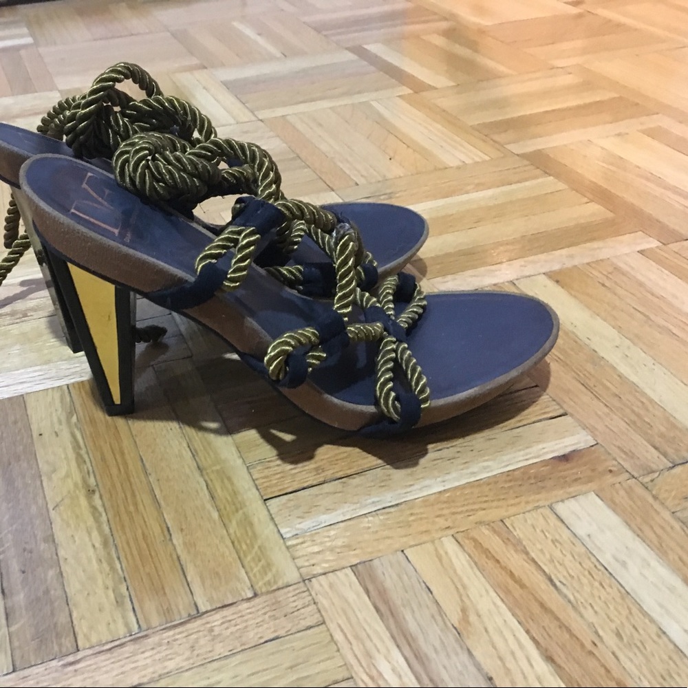 Dvf rope gold high heel sandals