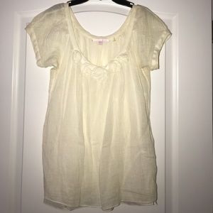 Rebecca Taylor ivory blouse with rosettes.