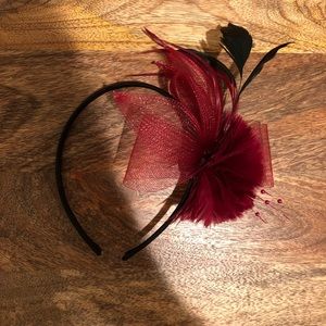 Burgundy headband fascinator