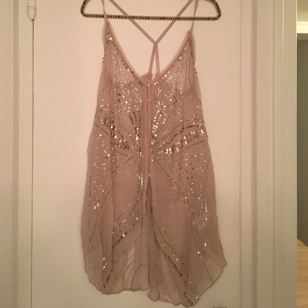 Lavender free people beaded tank