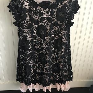 Aqua black lace w cream underlay