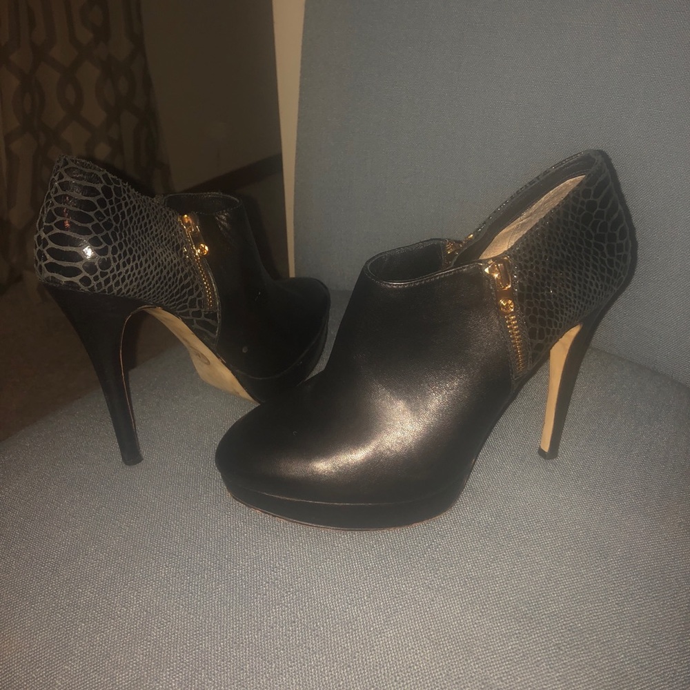 Leather & snakeskin booties