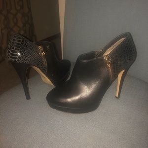 Leather & snakeskin booties