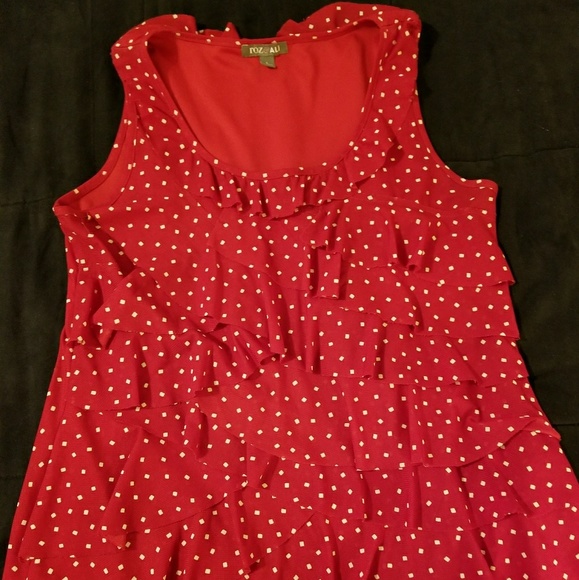 Red and white square poka dot blouse - Picture 2 of 5