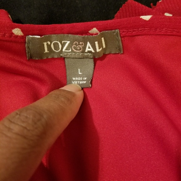 Red and white square poka dot blouse - Picture 3 of 5