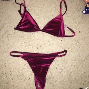 Burgundy velvet bikini