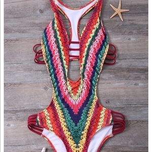 Multicolored one piece bathing suit