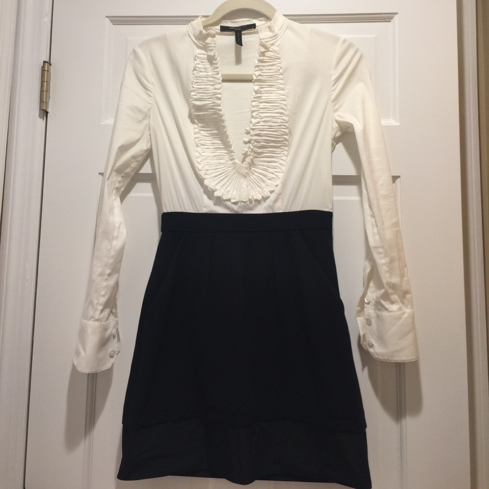 BCBG black and white long sleeve dress