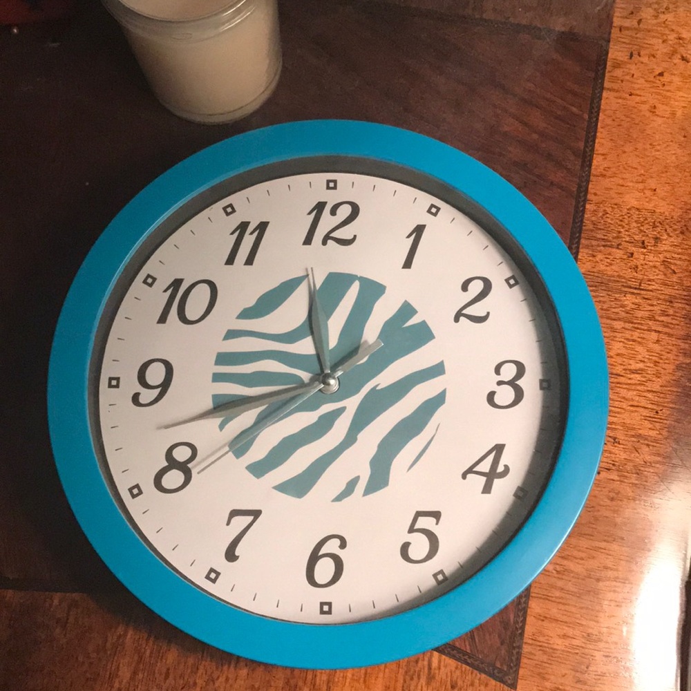 Teal, Zebra print Clock!