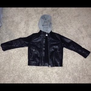 H&M boys faux leather jacket with hood