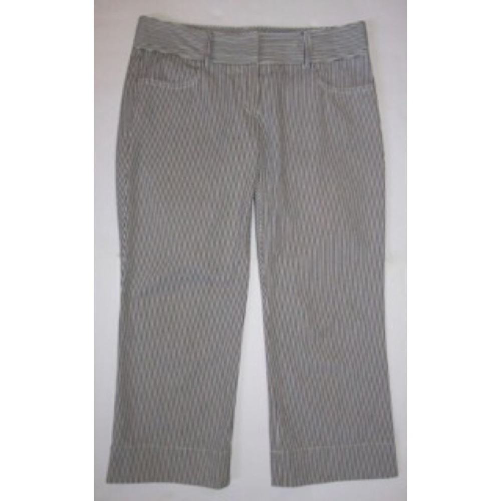 Theory striped Capri Pants navy blue white XS 0 2