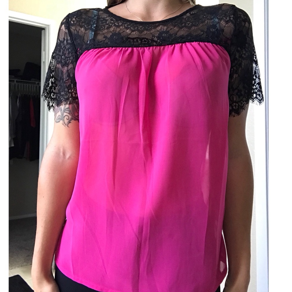 Pink/black blouse