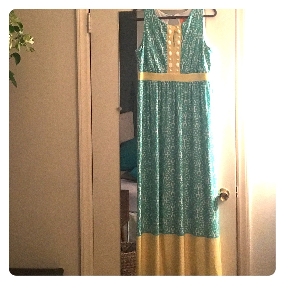 Ruby Rd. Maxi dress- turquoise and yellow