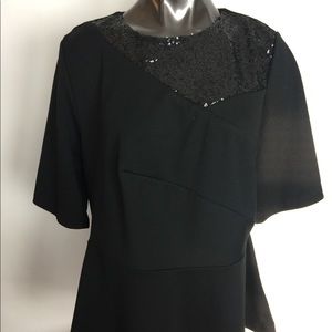 Eloquii Black Holiday Sequin Flare Blouse