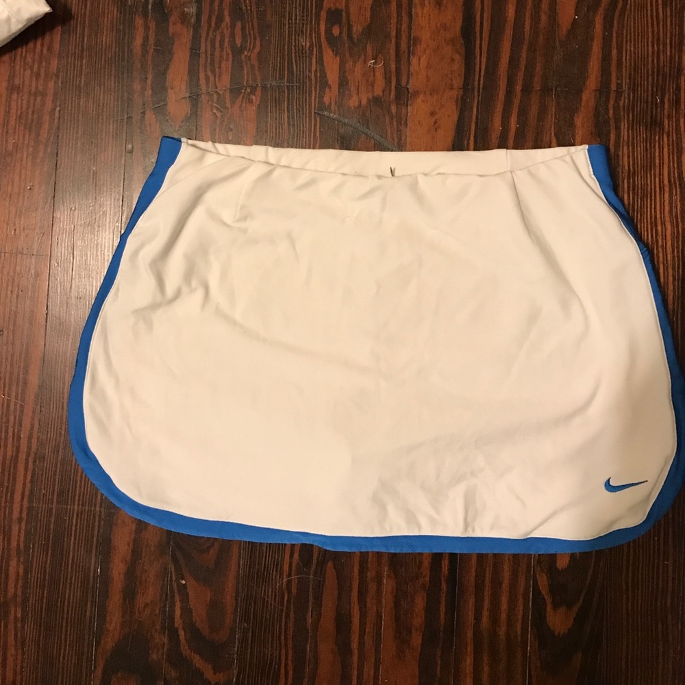 White and blue nike tennis skirt