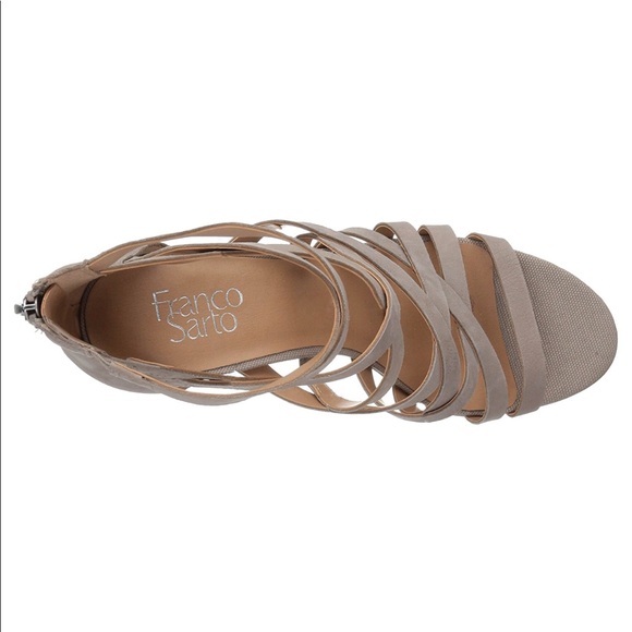 Stone Gray Leather Caged Block Heel Sandal - Picture 5 of 7