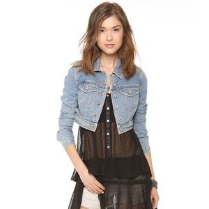 FREE PEOPLE: cropped light denim jacket