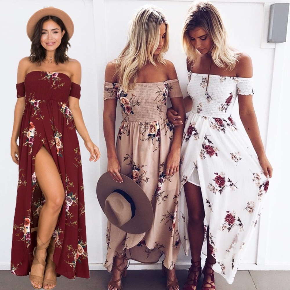 Vacation Ready white floral off shoulder dress - Picture 4 of 7