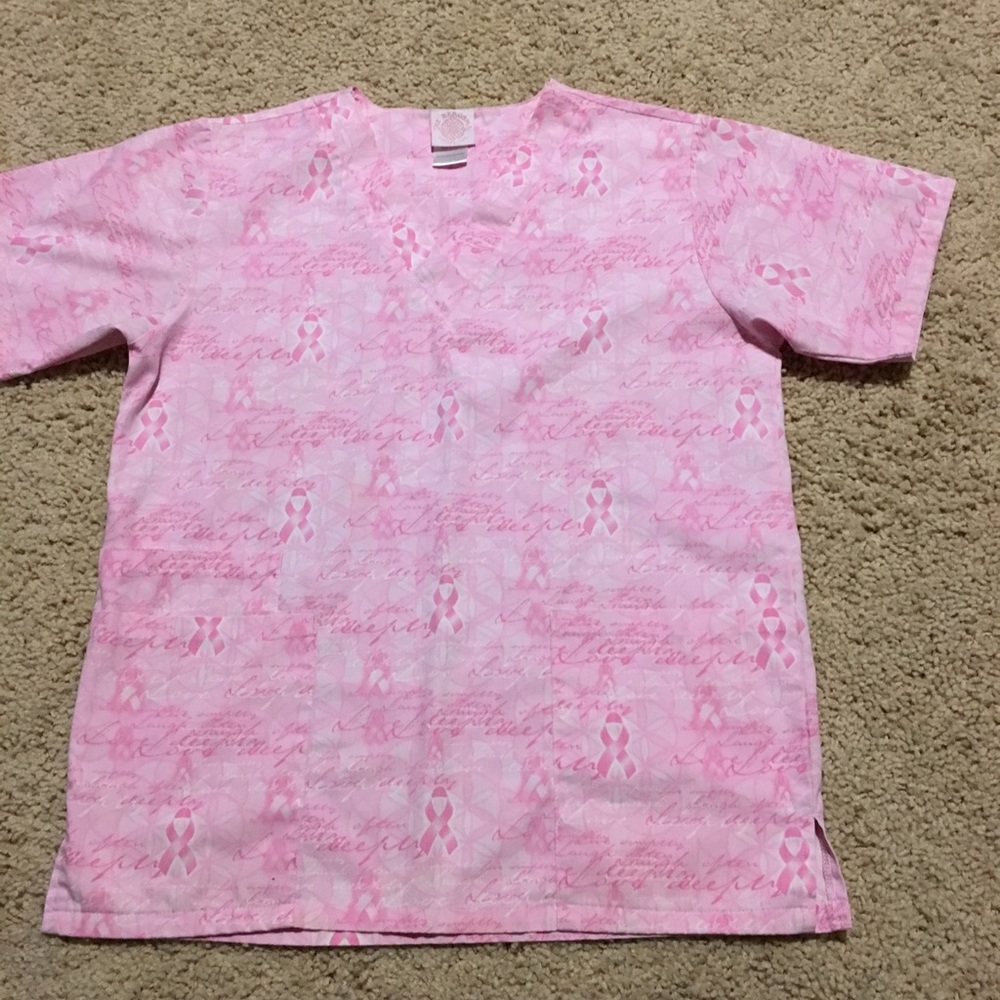 Breast Cancer Awareness Pink Scrub Top Medium
