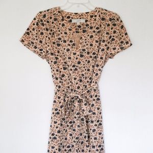 LOFT Blush Floral Cap Sleeve Dress