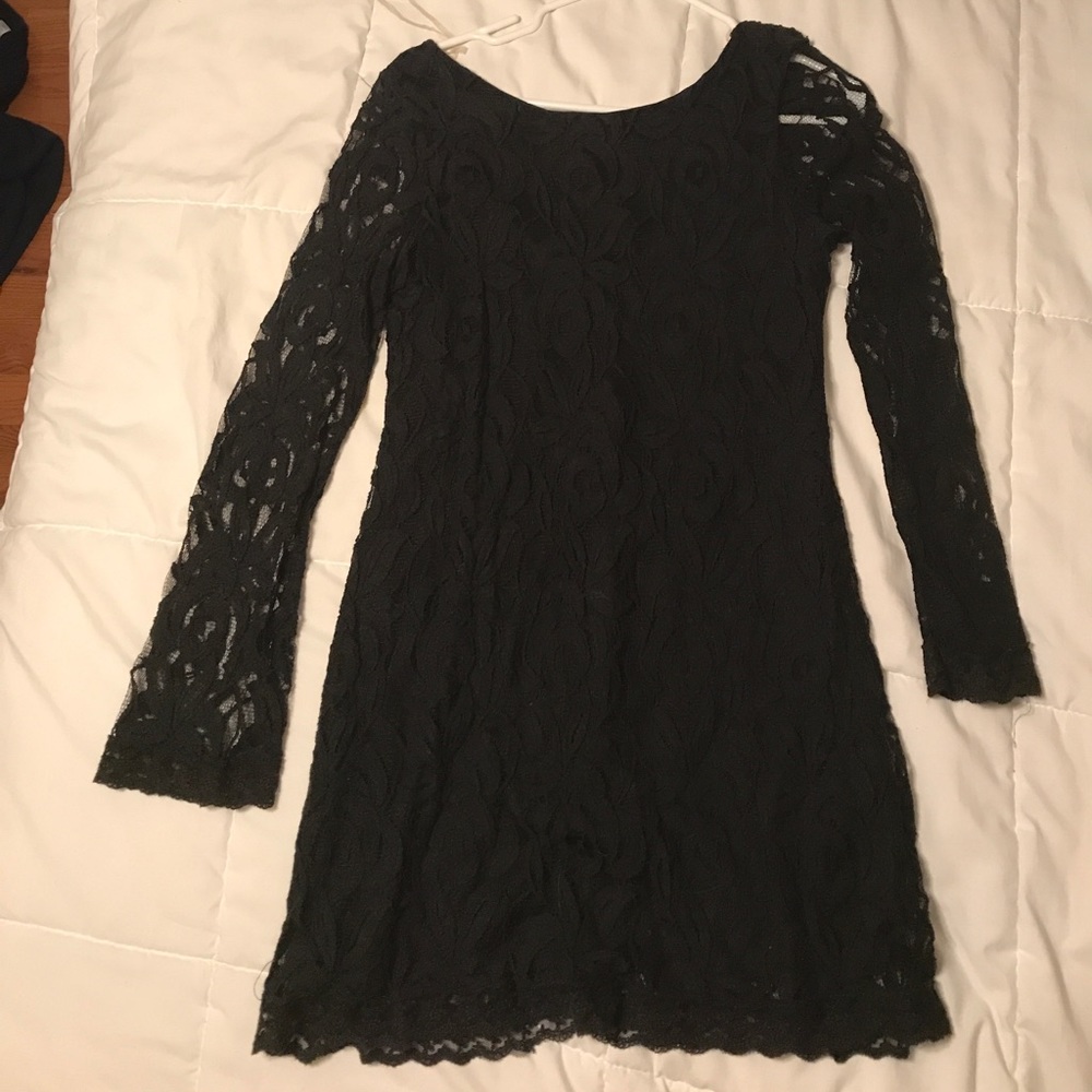 Black dress lace long sleeve
