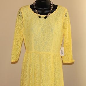 Forever 21 Women's Yellow Lace Dress Size Large