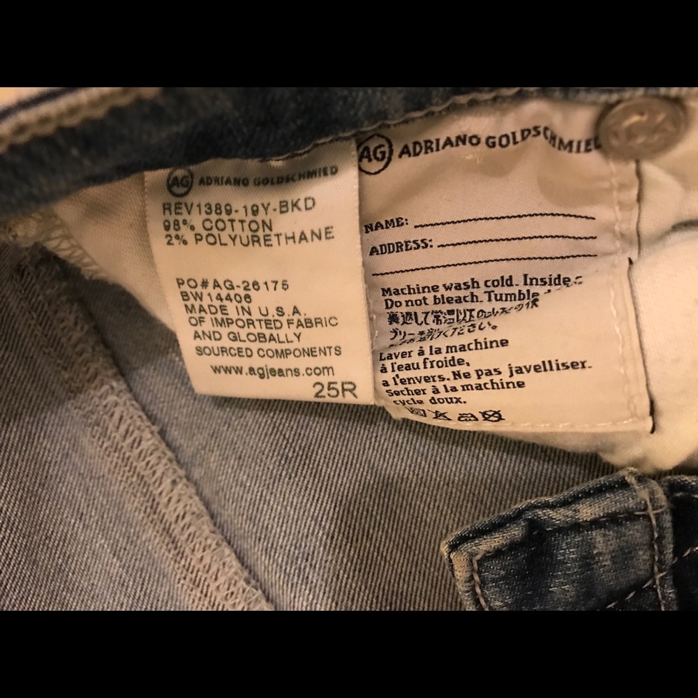 AG Distressed Skinny Ankle Jeans