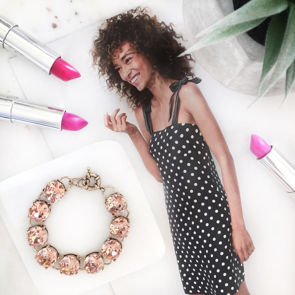 "Carrie" Bracelet || Peach Crystal Statement