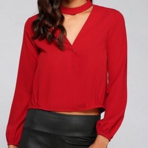 Crossover choker blouse