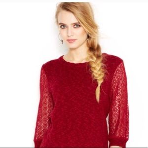 🍀{Lucky Brand}🍀 Sheer Tulip-Hem Knit Sweater