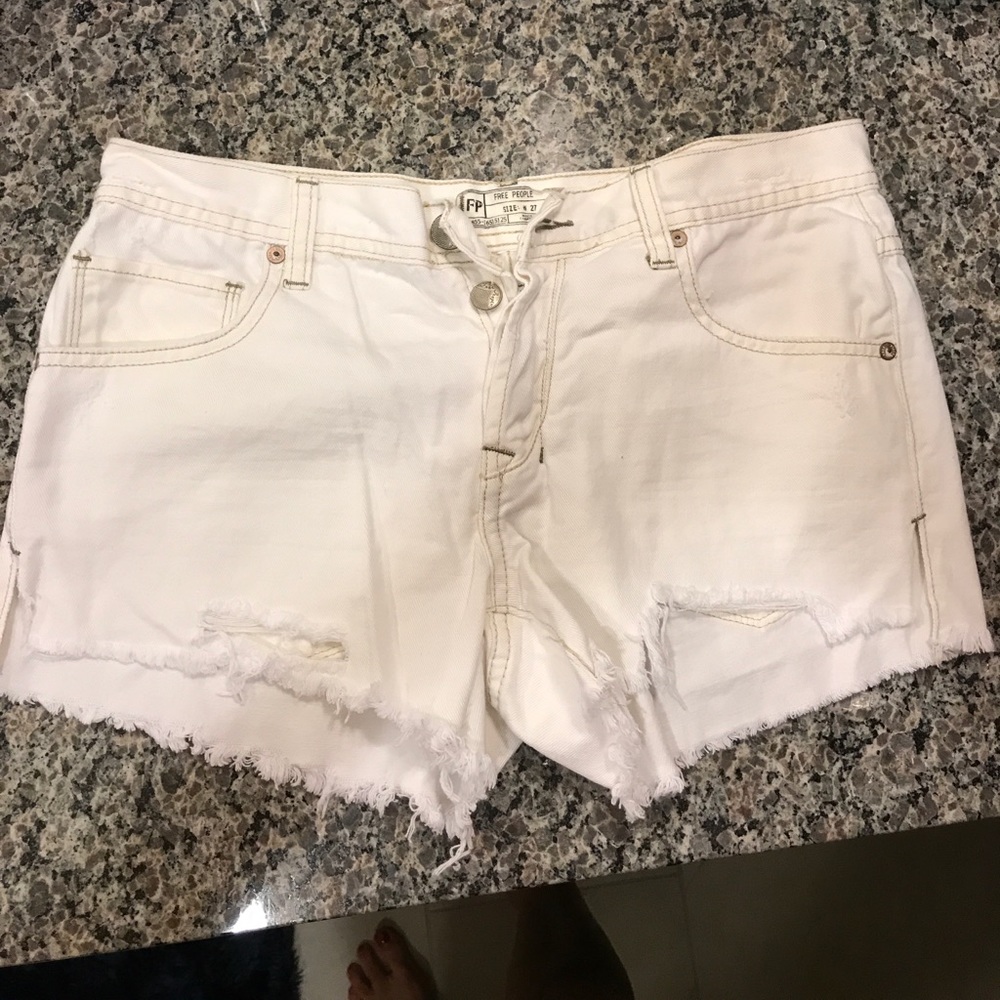 Free People Cut Off White Shorts