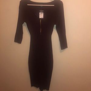 Plum sweater dress with Gold Zipper