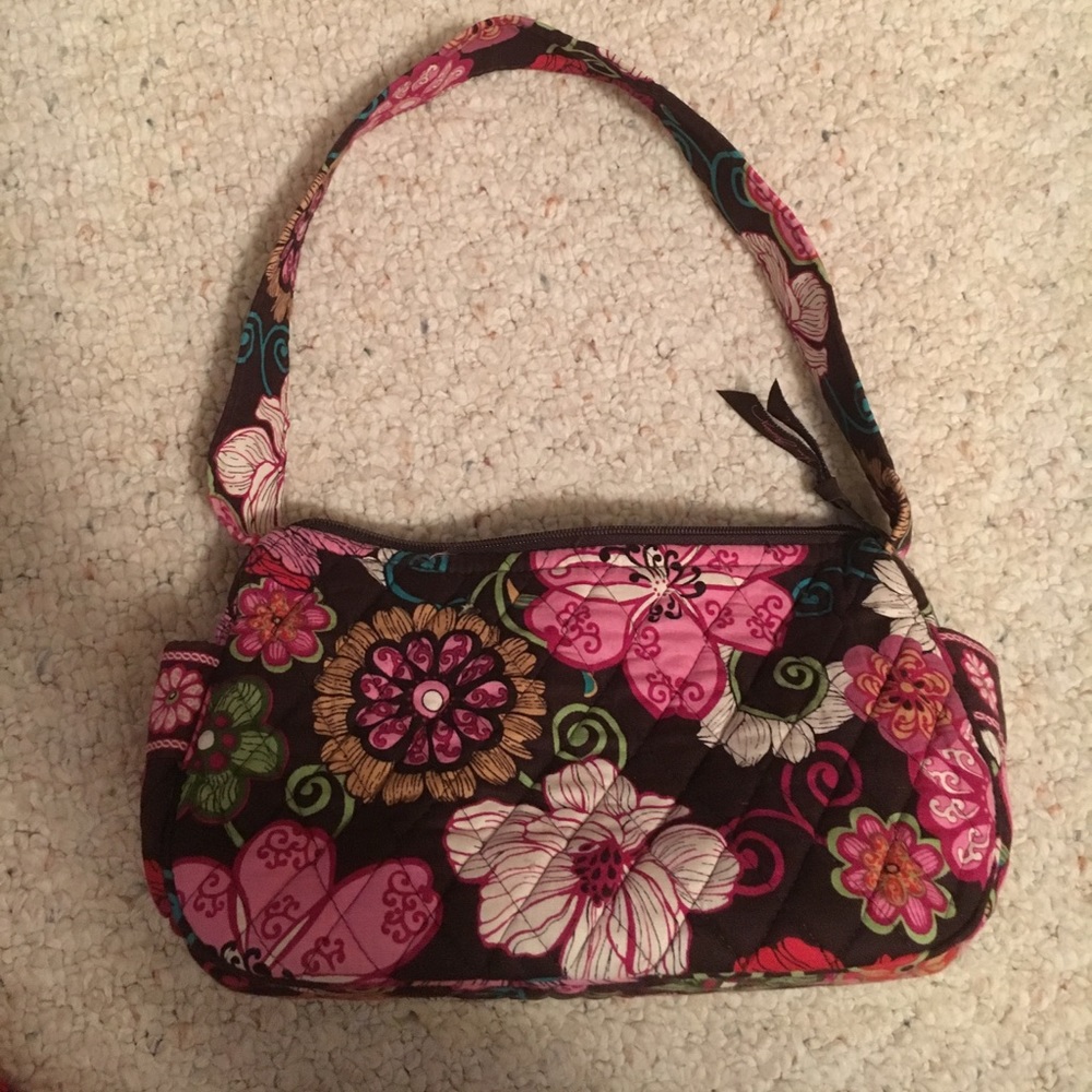 Small Vera Bradley Shoulder Bag Brown and Pink