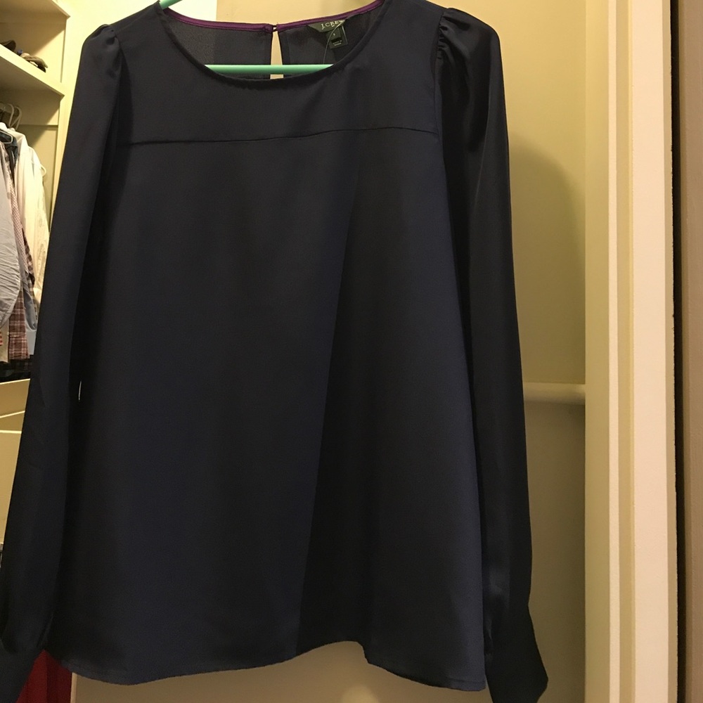 Navy silk jcrew blouse